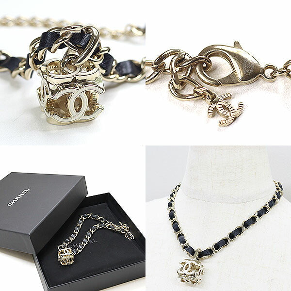 CHANEL Necklace metal Champagne Gold Cube COCO Mark Necklace