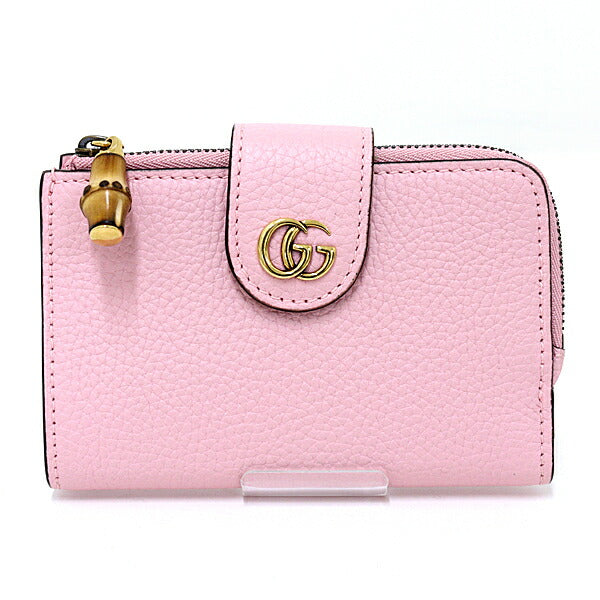 GUCCI Bifold Wallet 739498 leather pink Bamboo Double G Medium Wallet