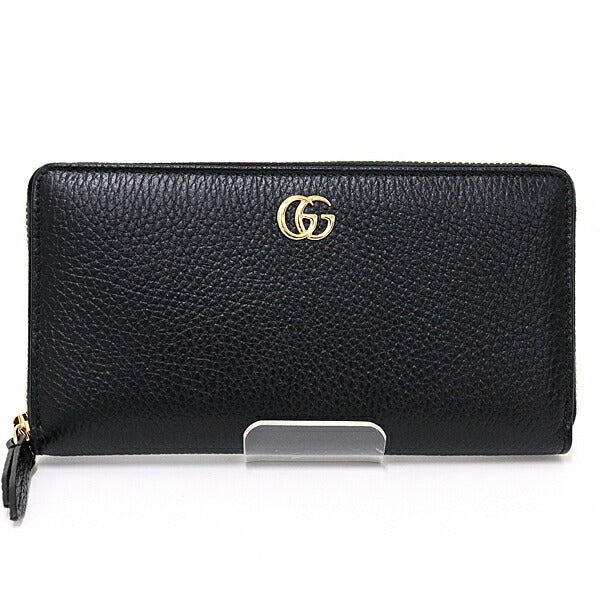 GUCCI Long Wallet Purse 456117 leather black Double G Leather Zip Around Wallet