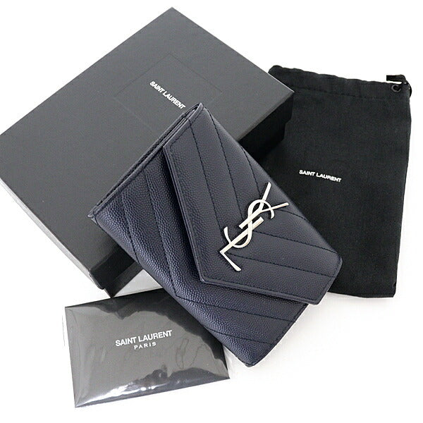 SAINT LAURENT Bifold Wallet 414404 BOW02 4147 leather Navy Small Envelope Wallet