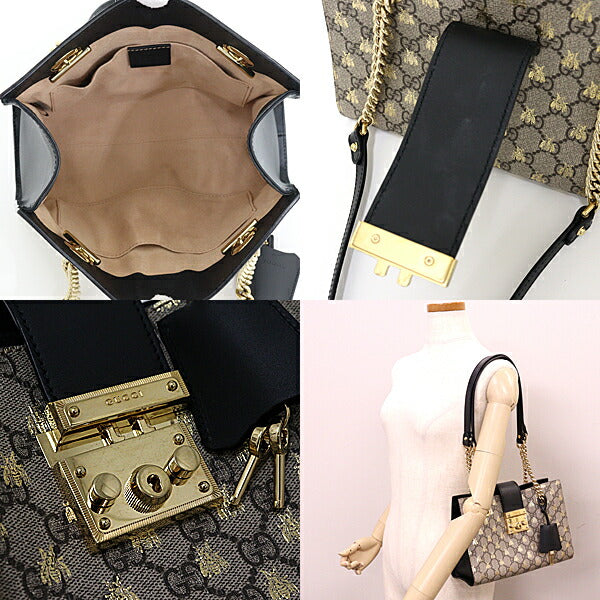 GUCCI Tote Bag 498156 GG Supreme Canvas beige Padlock Small Shoulder Bag