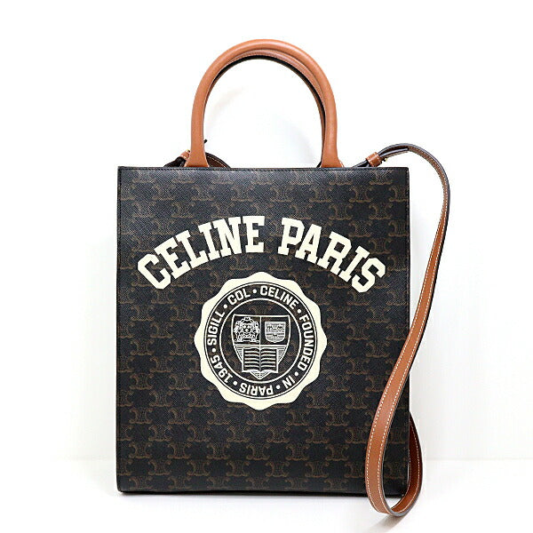 CELINE Tote Bag PVC Brown Vertical hippopotamus