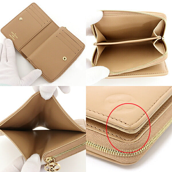 LOUIS VUITTON Bifold Wallet M81673 lambskin Camel Portefeuille Lou