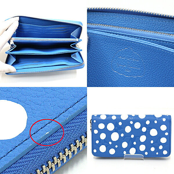 LOUIS VUITTON Long Wallet Purse M81954 Monogram unplant leather Blue white Long Wallet Purse YAYOI KUSAMA Zippy Wallet Women