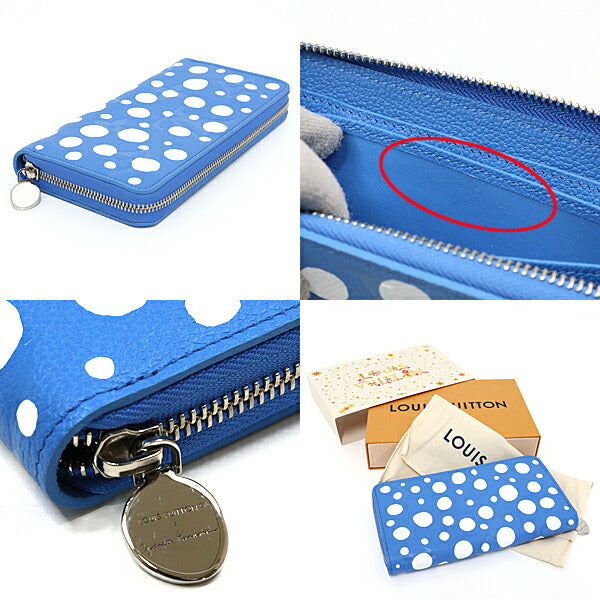 LOUIS VUITTON Long Wallet Purse M81954 Monogram unplant leather Blue white Long Wallet Purse YAYOI KUSAMA Zippy Wallet Women