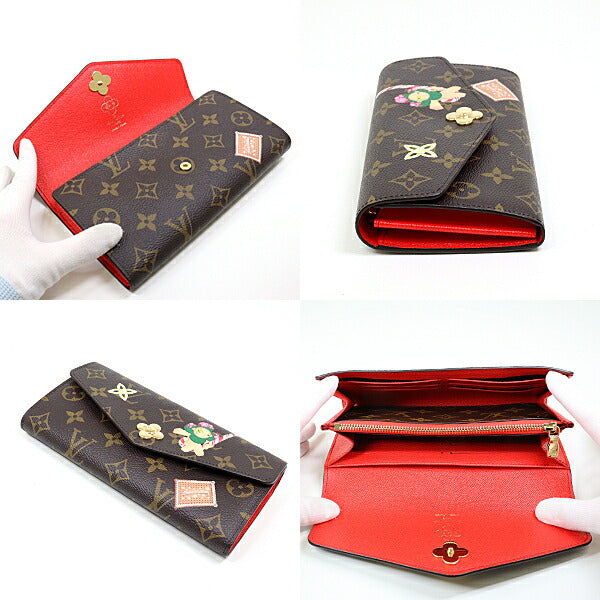 LOUIS VUITTON Long Wallet Purse M12207 monogram canvas/leather Brown 2 fold long wallet Portefeuille Sarah Vivienne Women