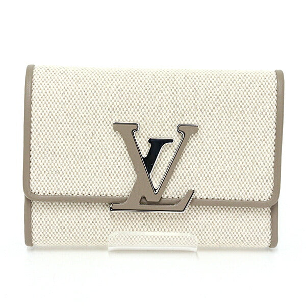 LOUIS VUITTON Tri-fold wallet M83573 Cotton canvas/calf leather Taupe Portefeuille Compact