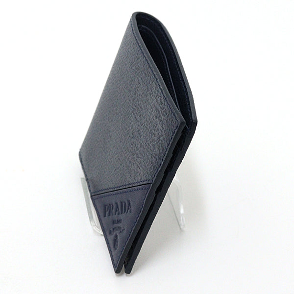 PRADA Bifold Wallet leather Navy Safiano leather mens