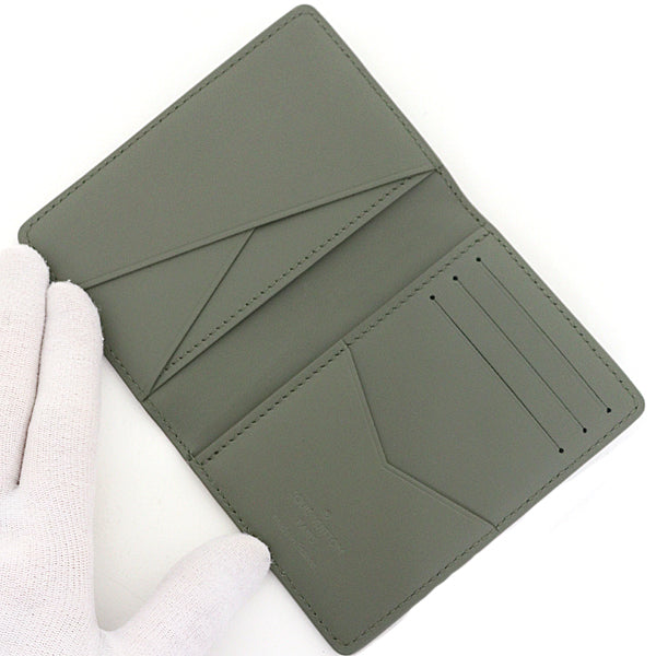 LOUIS VUITTON Card Case M12501 leather Khaki green Organizer De Poch mens