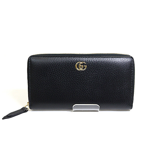 GUCCI Long Wallet Purse 456117 leather black Japan exclusive Double G zip around wallet Women