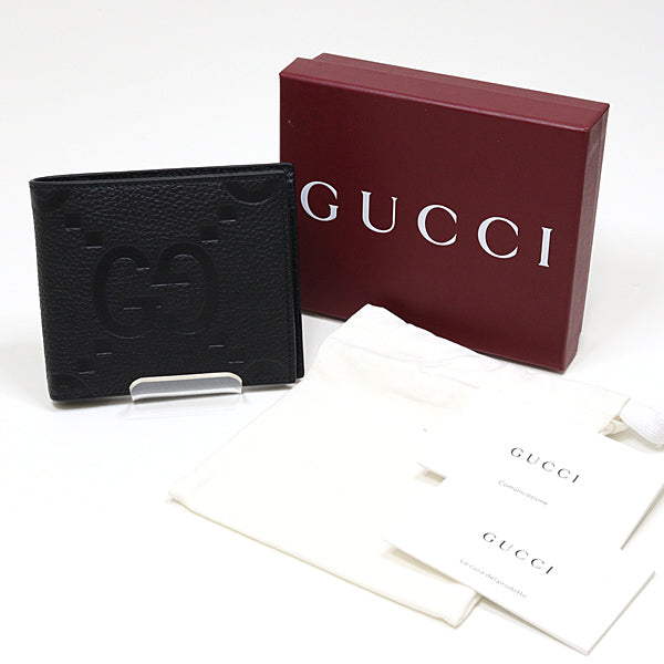 GUCCI Bifold Wallet 739479 leather black Jumbo GG coin wallet mens