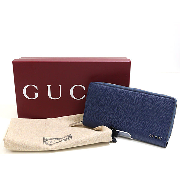 GUCCI Long Wallet Purse 771154 leather Navy Zip Around long wallet Zip around wallet mens