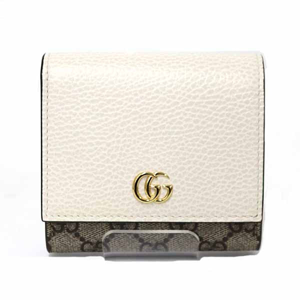 GUCCI Bifold Wallet 598587 GG Supreme Canvas white Double G Bicolor Medium Wallet Women
