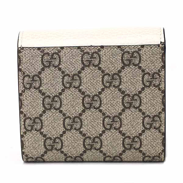 GUCCI Bifold Wallet 598587 GG Supreme Canvas white Double G Bicolor Medium Wallet Women