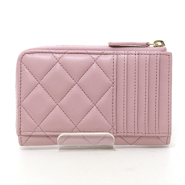 CHANEL Card Case lambskin pink Matrasse