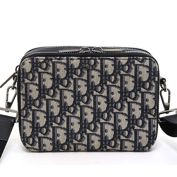 Dior Shoulder Bag 2OBBC119 Jacquard Navy Oblique With Strap Zip Pouch