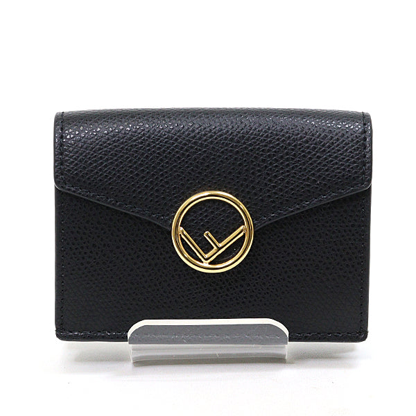 FENDI Tri-fold wallet 8M0395 leather black compact