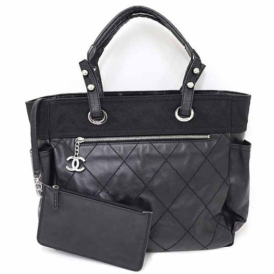 CHANEL Tote Bag A34210 Coated canvas black Paris Biarritz GM