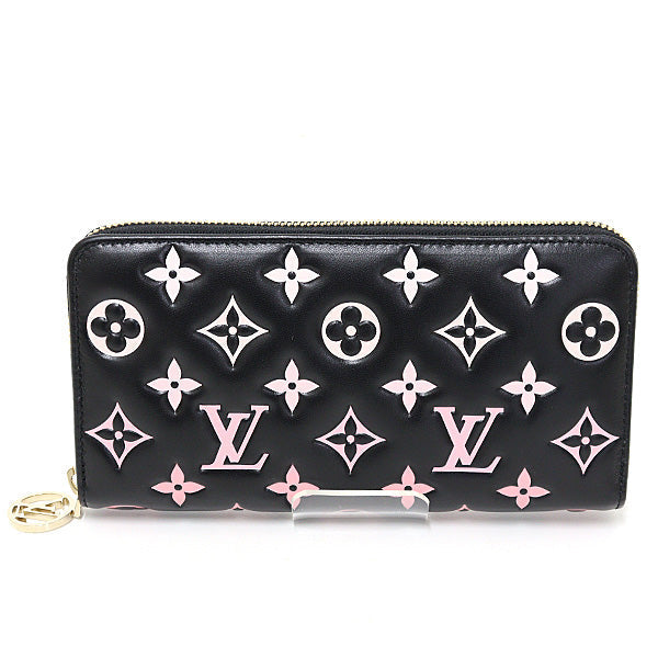 LOUIS VUITTON Long Wallet Purse M12152 lambskin Black / pink Zippy wallet