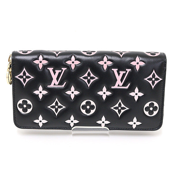 LOUIS VUITTON Long Wallet Purse M12152 lambskin Black / pink Zippy wallet