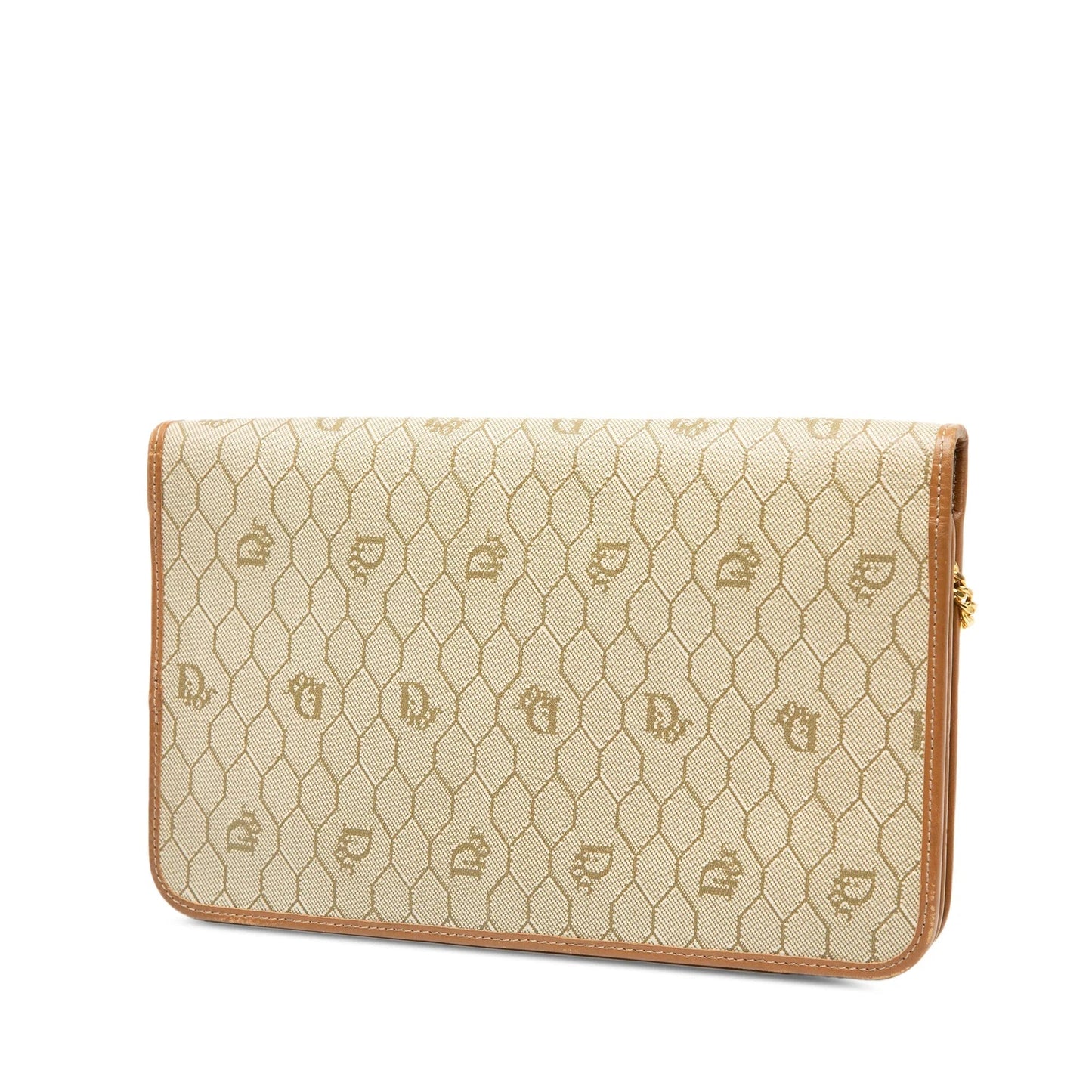 Brown Dior Honeycomb Coated Canvas Chain Shoulder Bag