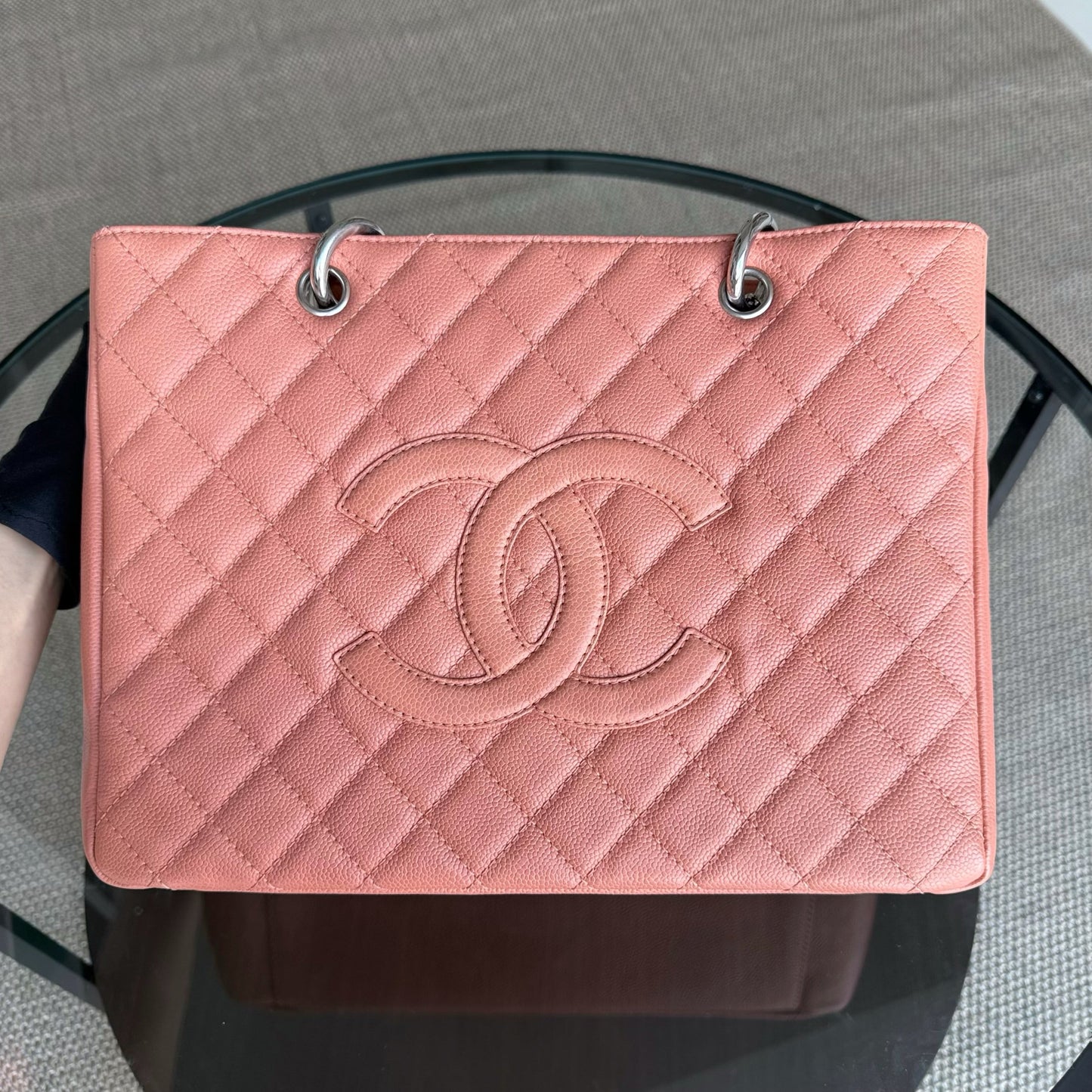 Chanel GST Grand Shopping Tote - Caviar Quilted Grained Calfskin Cinnamon Silver Hardware Series 11