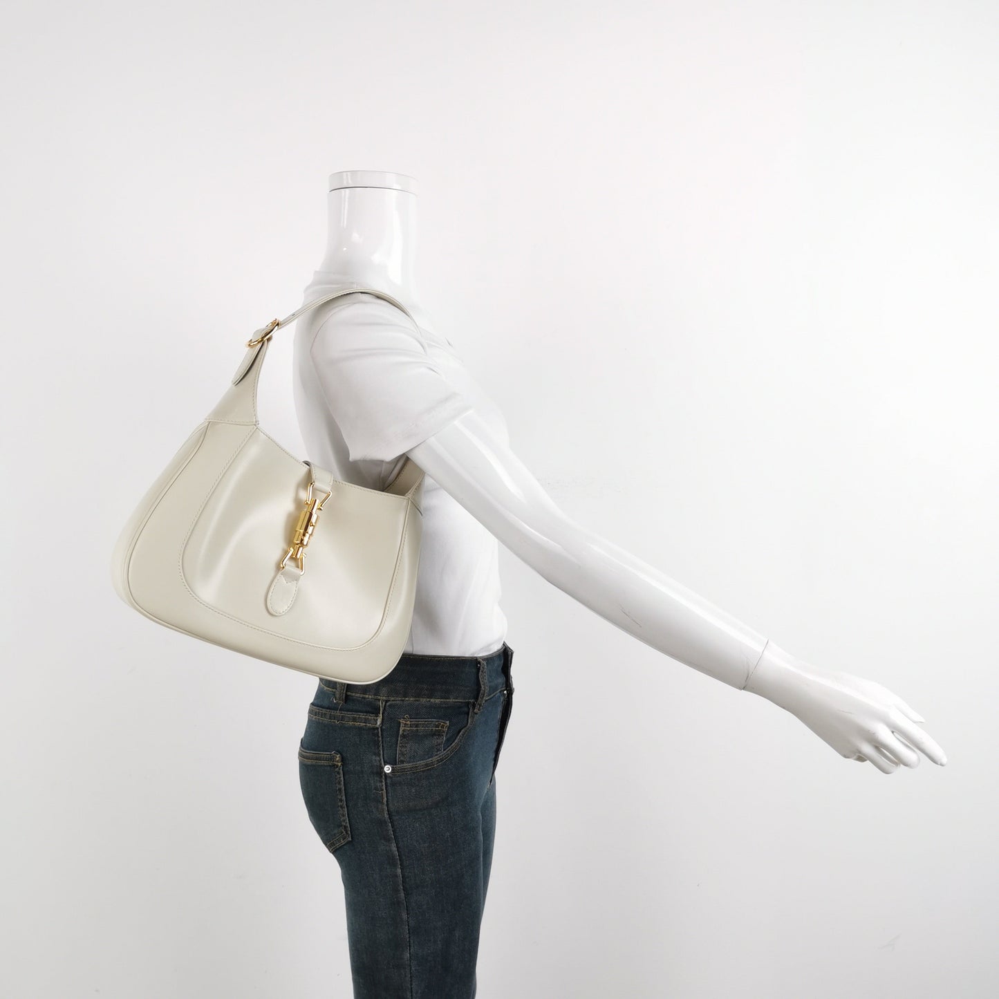 Gucci Jackie 1961 Small Leather Bag White with Strap
