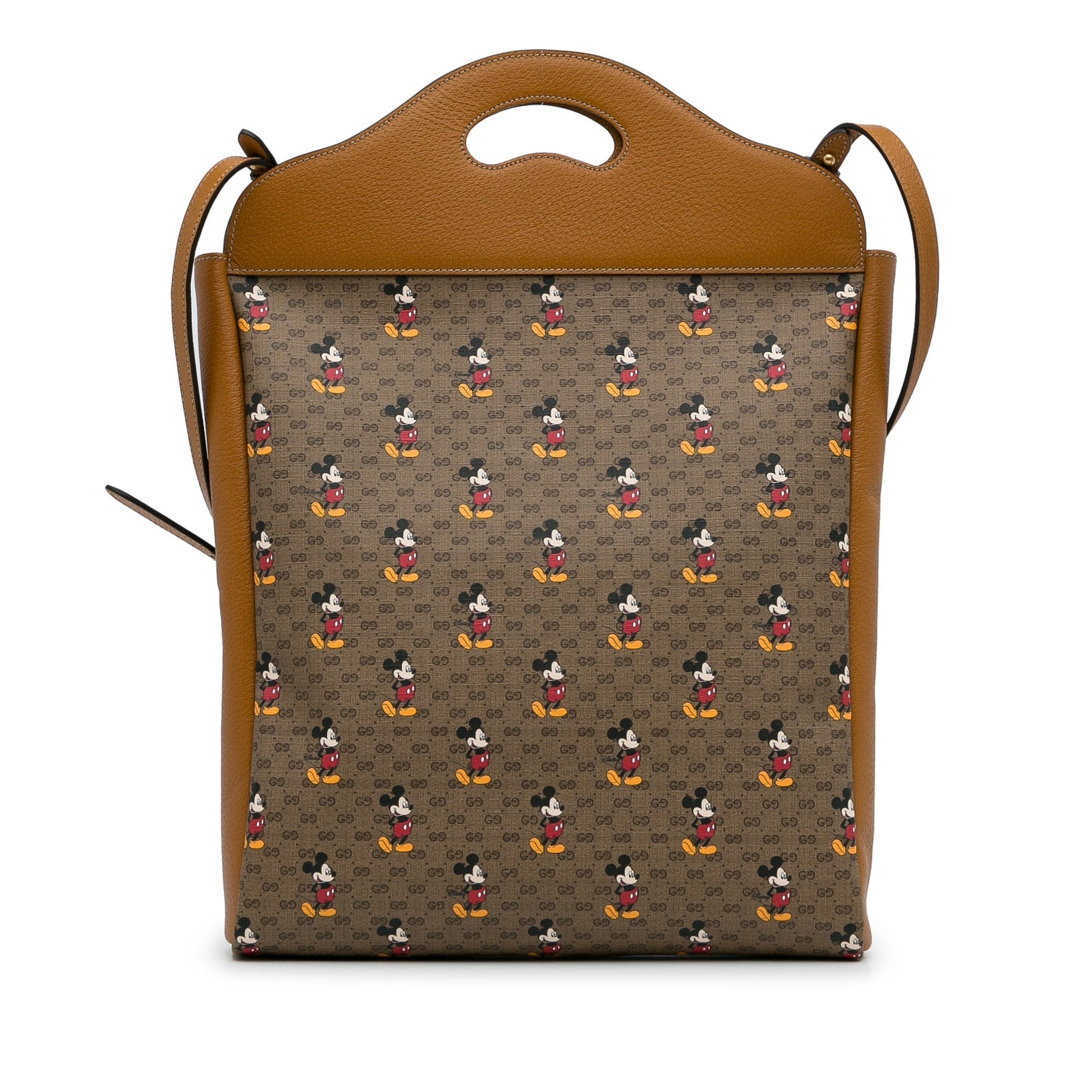 Gucci Brown Leather Canvas Tote Style 19