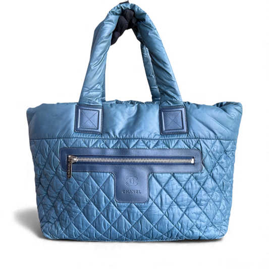 Chanel Coco Cocoon Quilted Nylon Tote Blue No 13