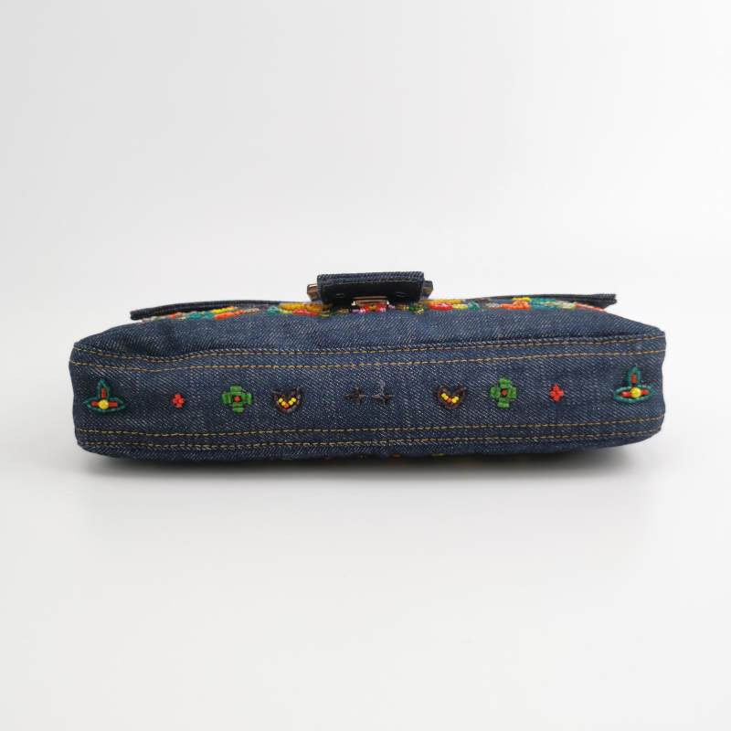 Fendi Baguette Denim with Floral Beads 25 Anniversary Special Collection