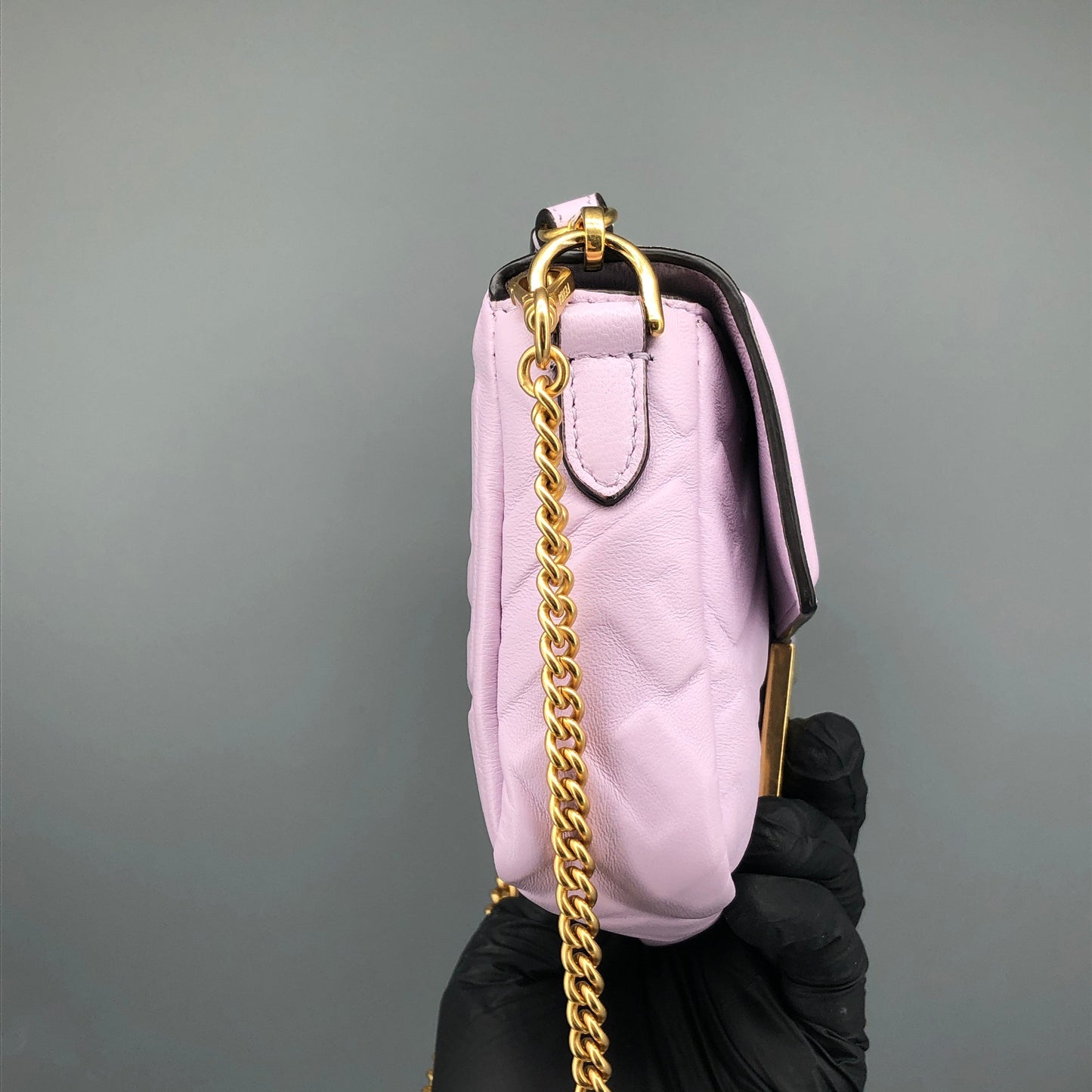 Fendi Light Purple FF Embossed Baguette Shoulder Bag