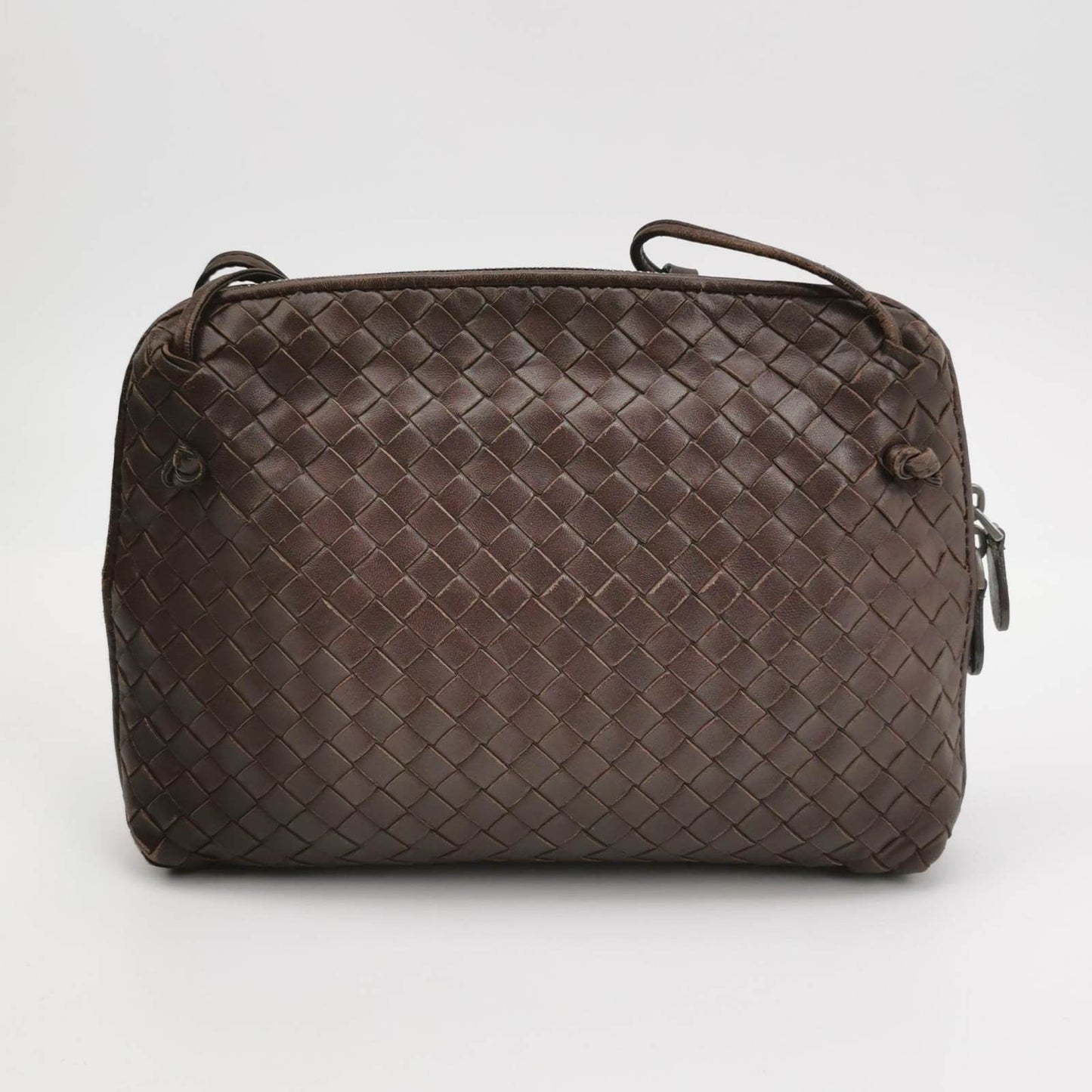 Bottega Veneta Nodini Small Milk Chocolate Brown Intrecciato Leather Crossbody Bag