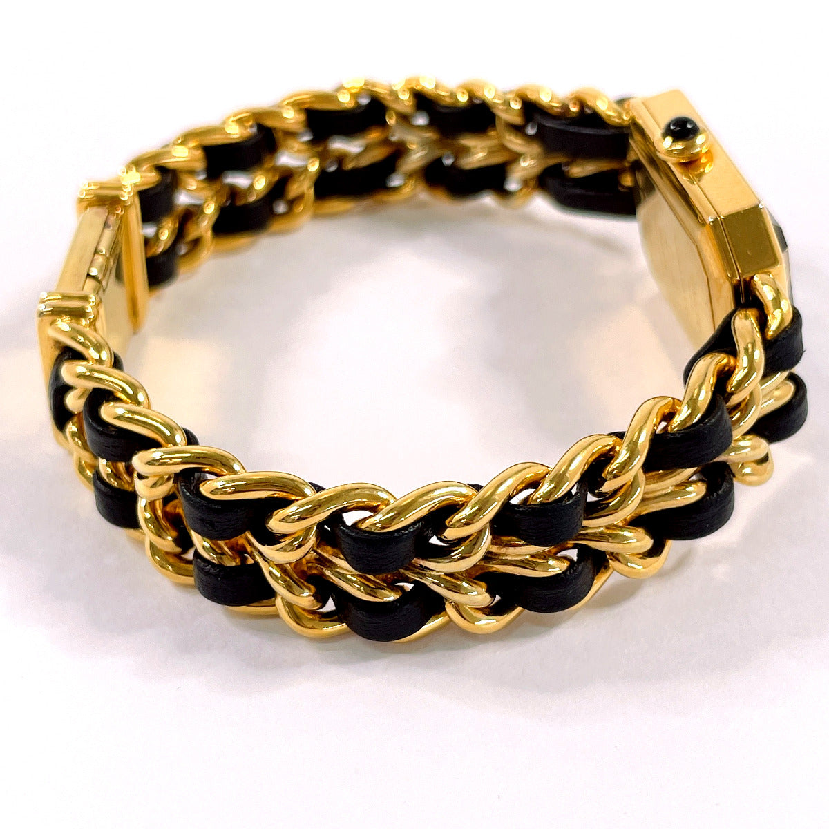 CHANEL Watches Quartz H0001 Gold Plated, Leather gold Premiere L black dial
