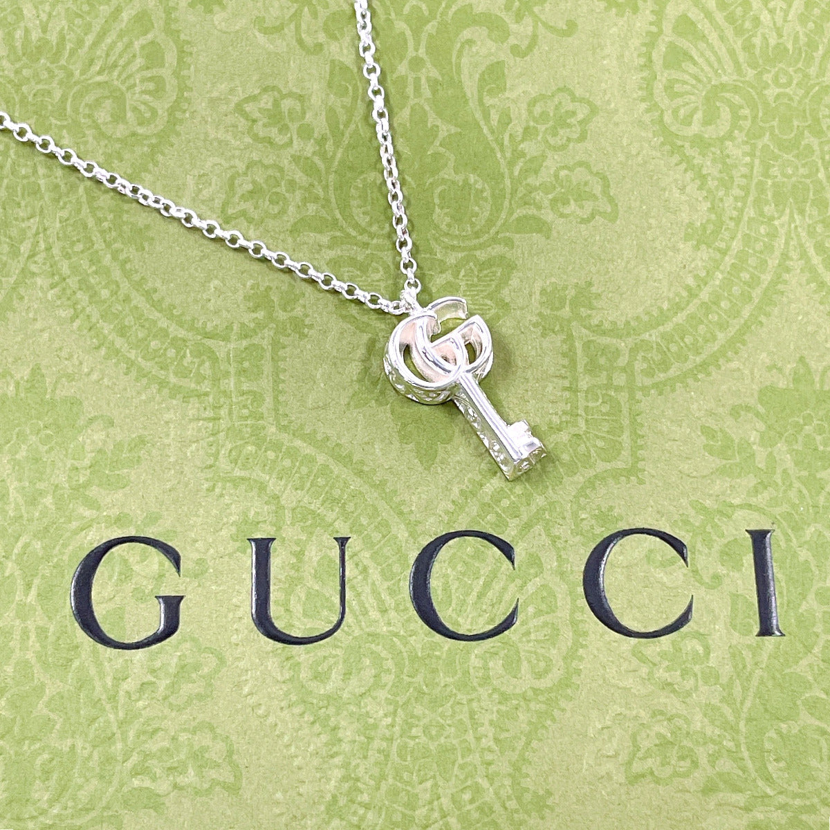 Gucci Double G Key Pendant 925 Silver Necklace