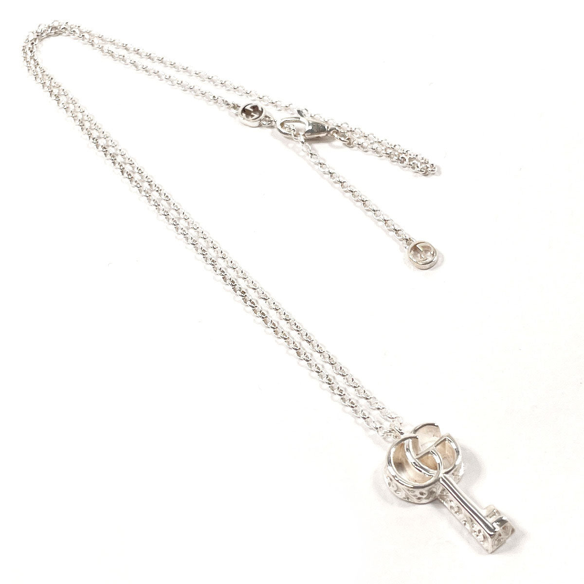 Gucci Double G Key Pendant 925 Silver Necklace