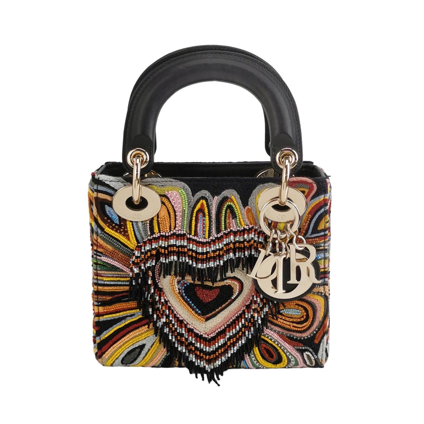 Lady Dior Mini Limited Edition Beaded Multicolor Black Leather Handbag 2018