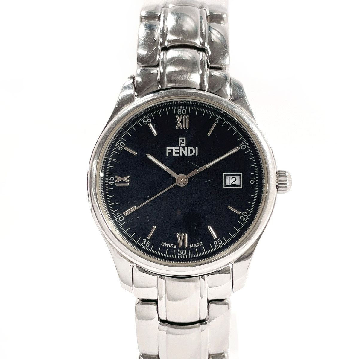 FENDI Watches Quartz 210G Stainless Steel Silver Olologi black dial