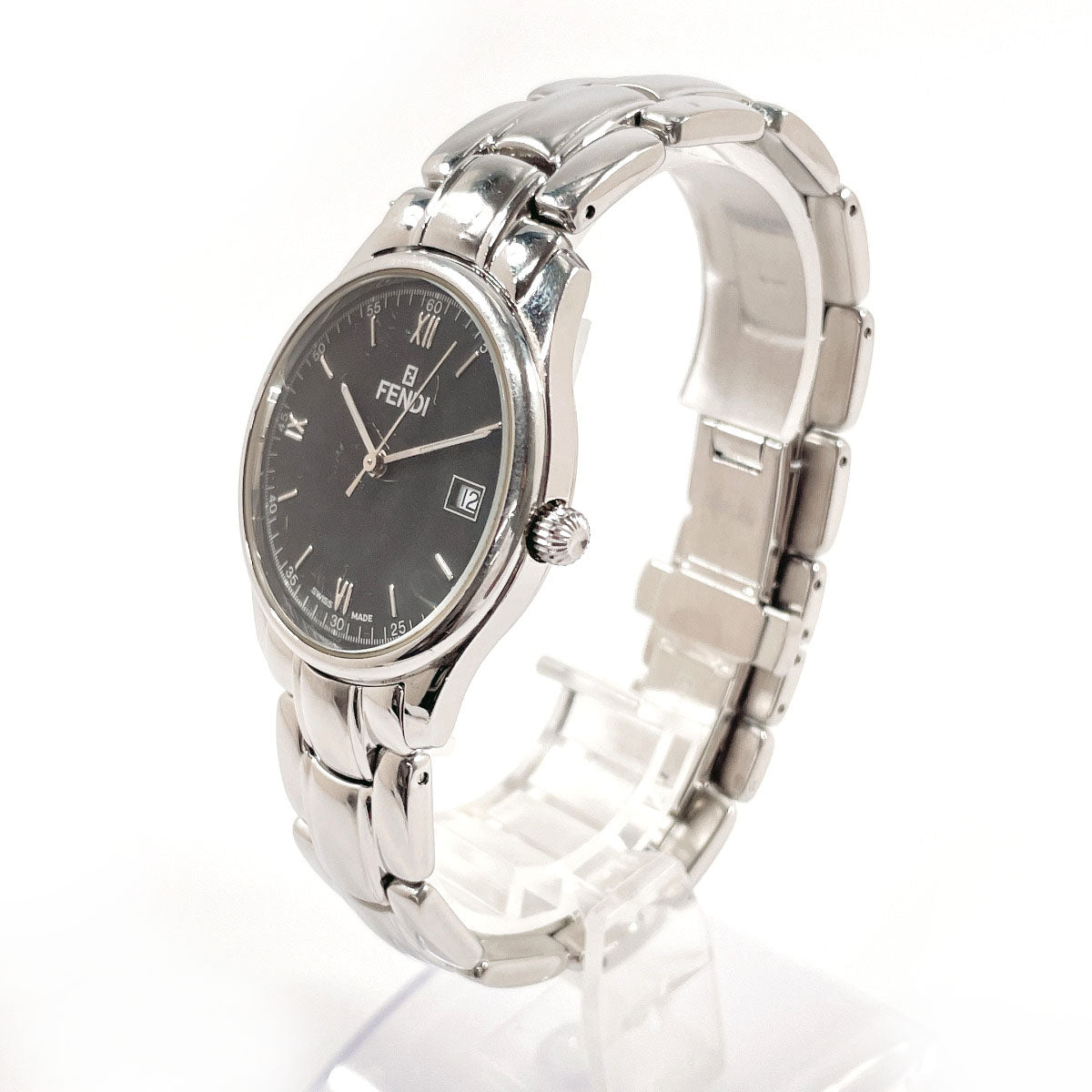 FENDI Watches Quartz 210G Stainless Steel Silver Olologi black dial