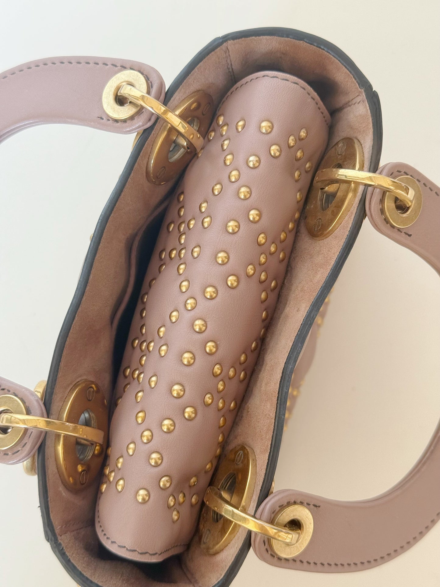 Christian Dior Calfskin Cannage Studded Supple Lady Dior