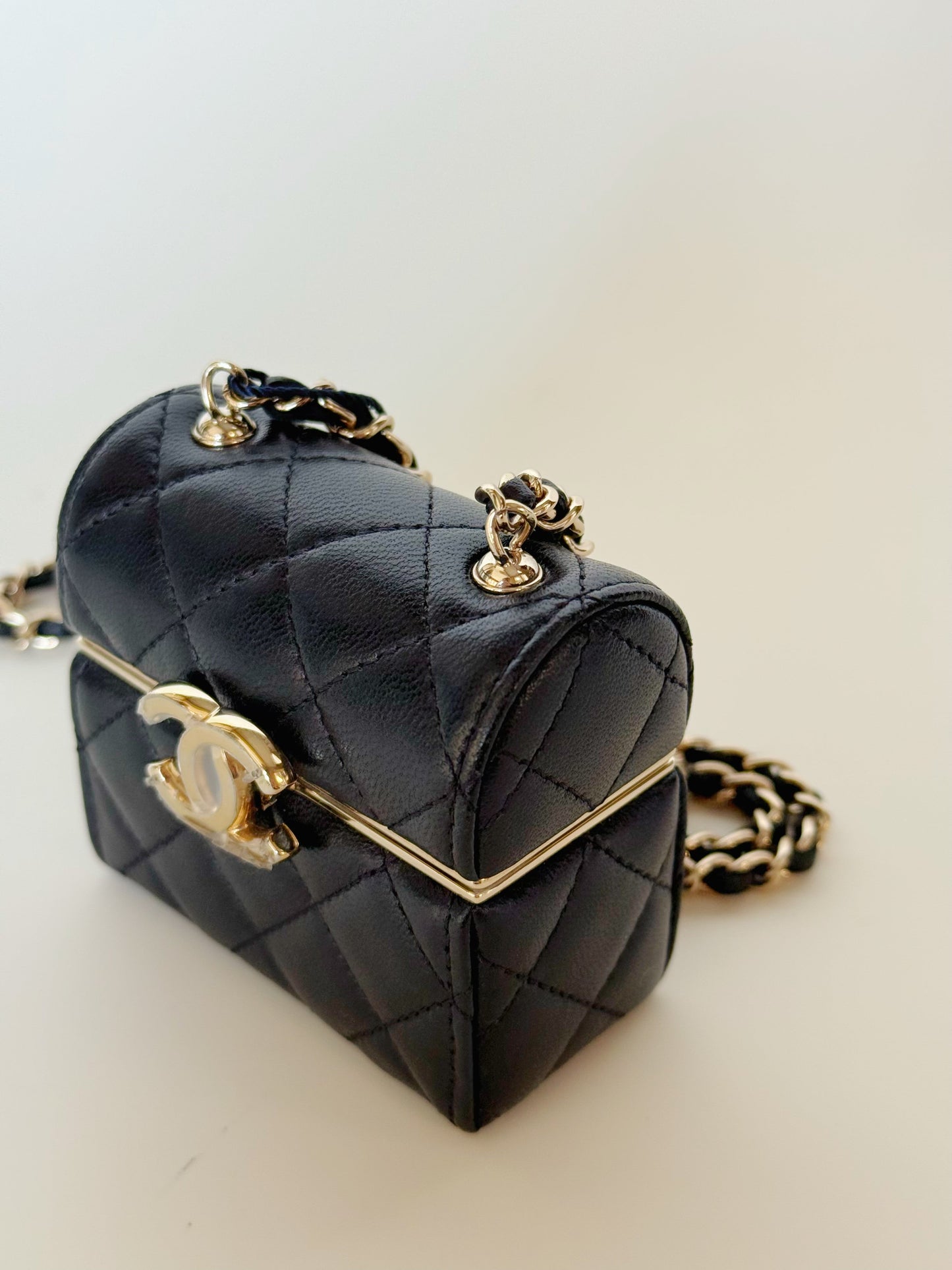Chanel Lambskin Quilted Box With Chain