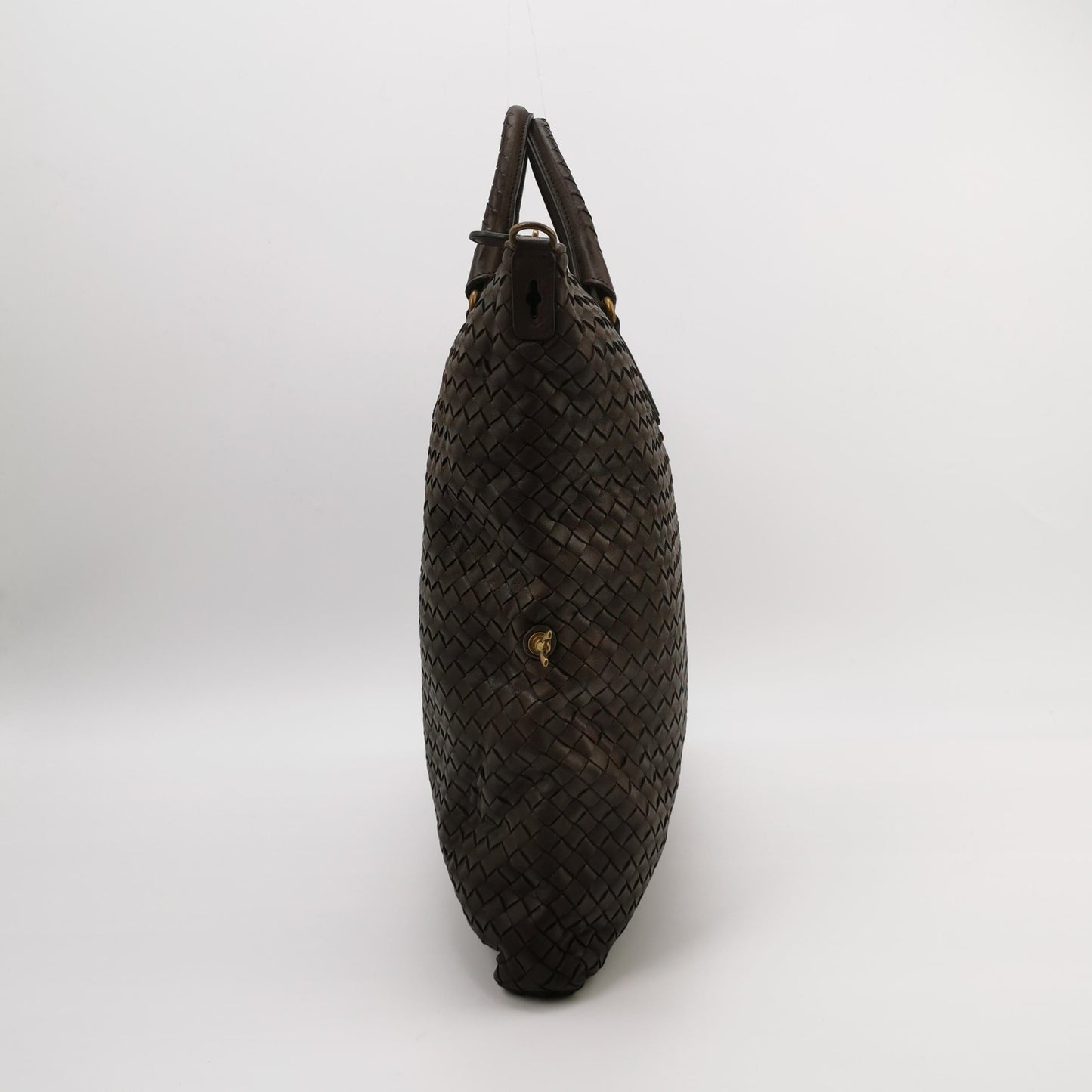 Bottega Veneta Maxi Convertible Tote Dark Chocolate Brown Leather Gold Hardware 54cm