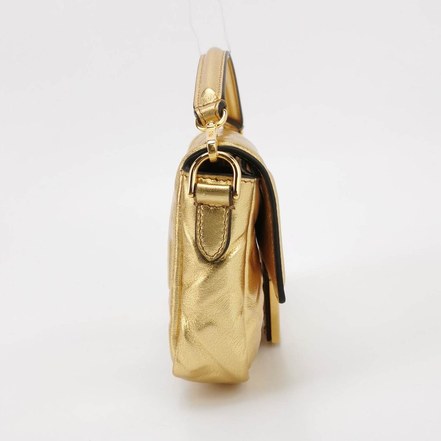 Fendi Baguette Mini Gold Nappa Leather Crossbody Bag