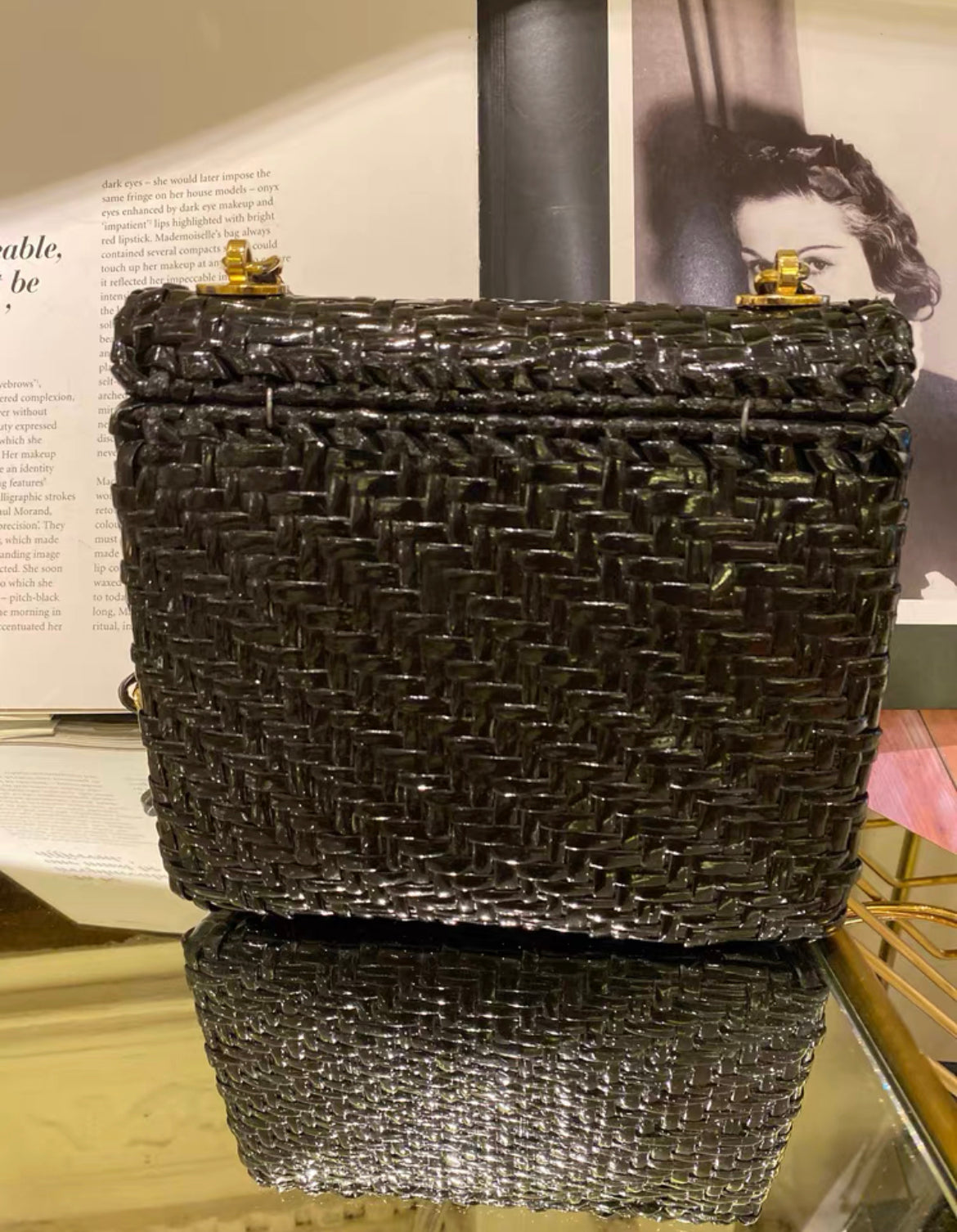 Chanel Flap  90s Mini Wicker Straw Classic Black Rattan Cross Body Bag