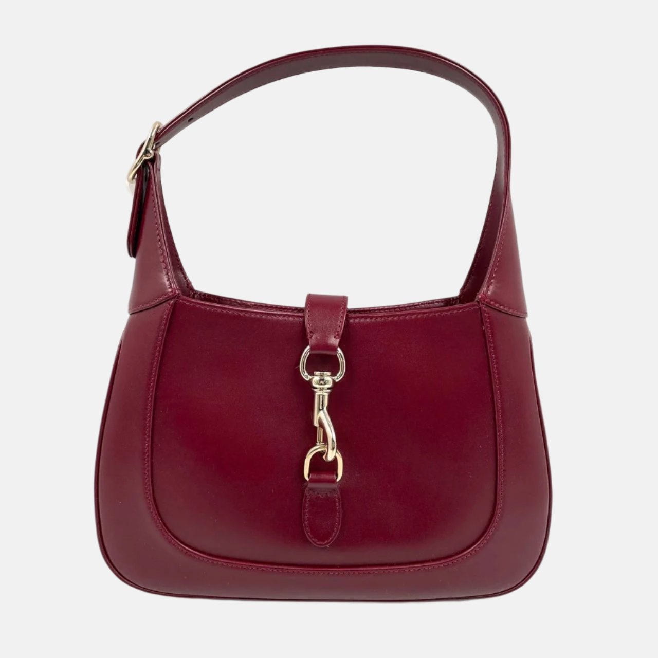 Gucci Jackie 1961 Small Ancora Red Burgundy Leather Shoulder Bag Clasp S24