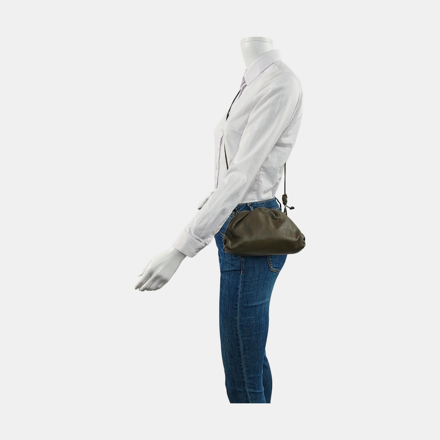 Bottega Veneta Pouch Mini Leather Khaki Dark Green Crossbody Bag