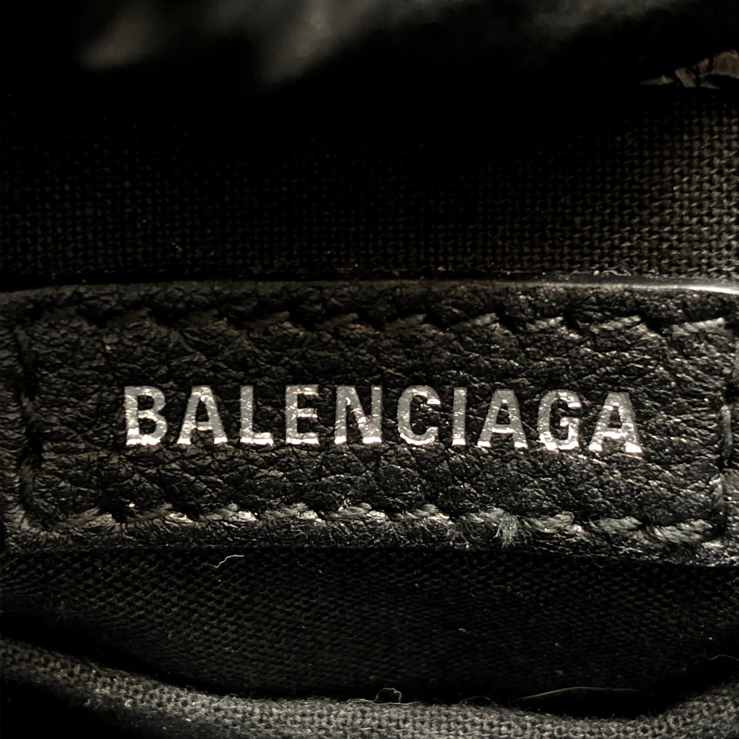 Balenciaga Logo Embossed Crocodile Embossed Leather Mini Vertical Phone Bag Black