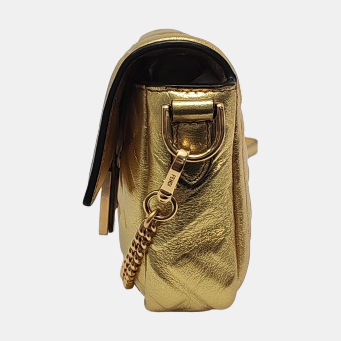 Fendi Baguette Mini Gold Nappa Leather Crossbody Bag