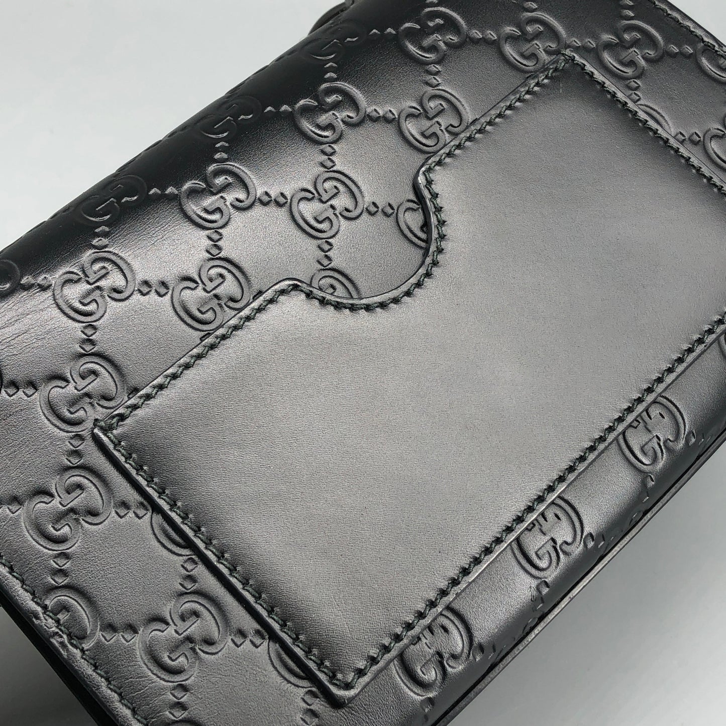 Gucci Black GG Embossed Leather Padlock Shoulder Bag