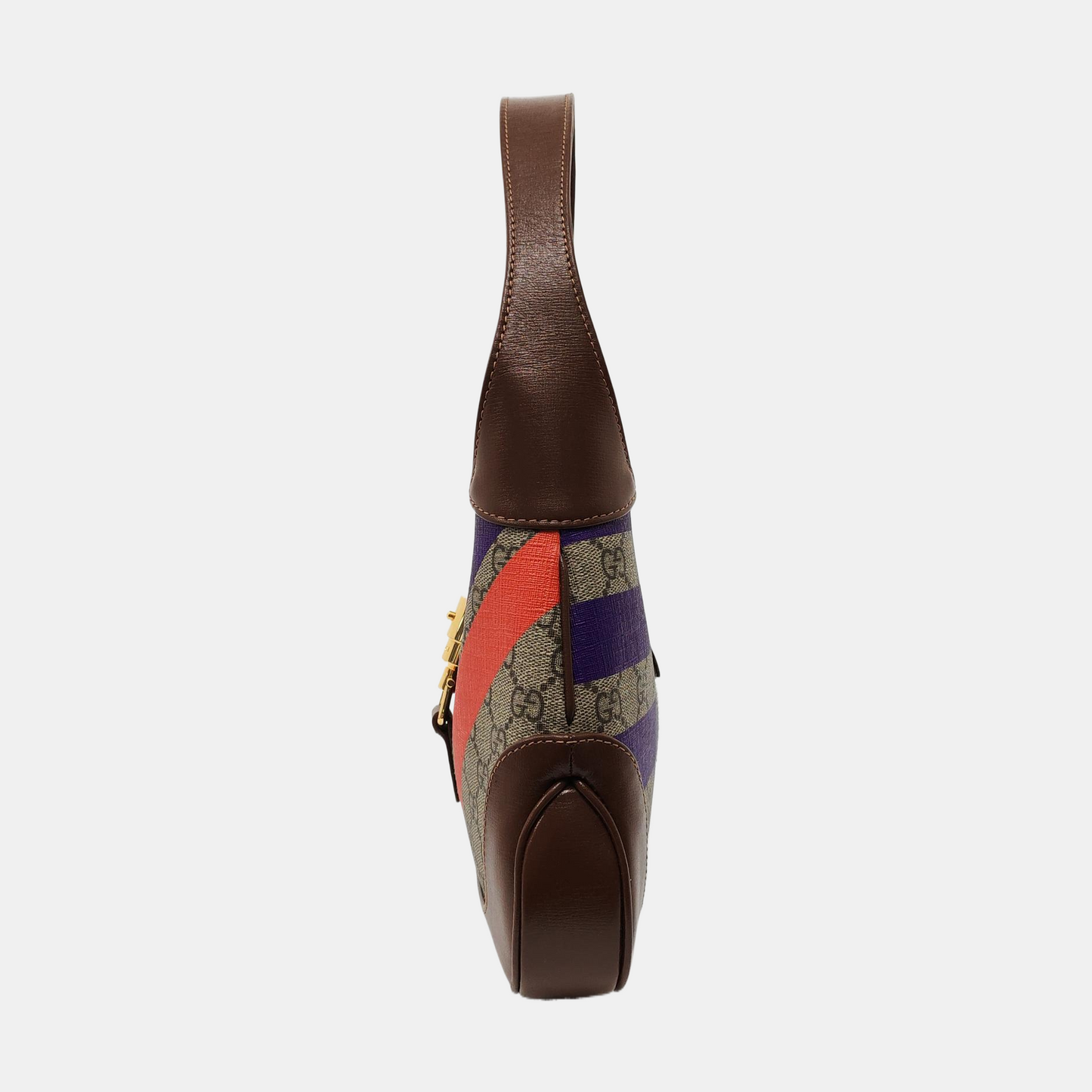 Gucci Jackie 1961 Small Brown Leather Multicolor Monogram Canvas