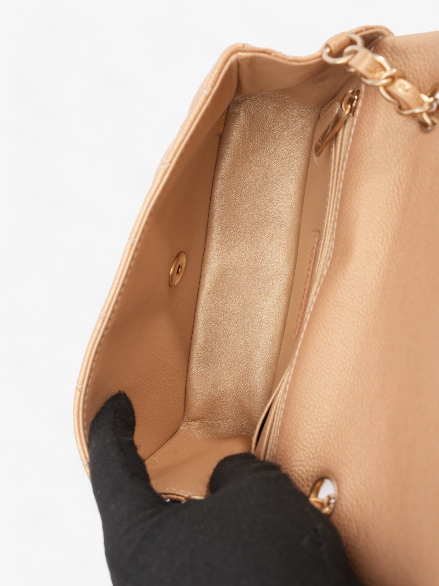 Chanel Rectangular Flap Gold Caviar Leather Mini
